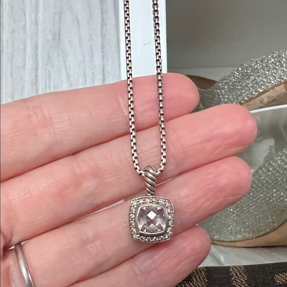 Authentic David Yurman Albion pendant necklace morganite and diamonds